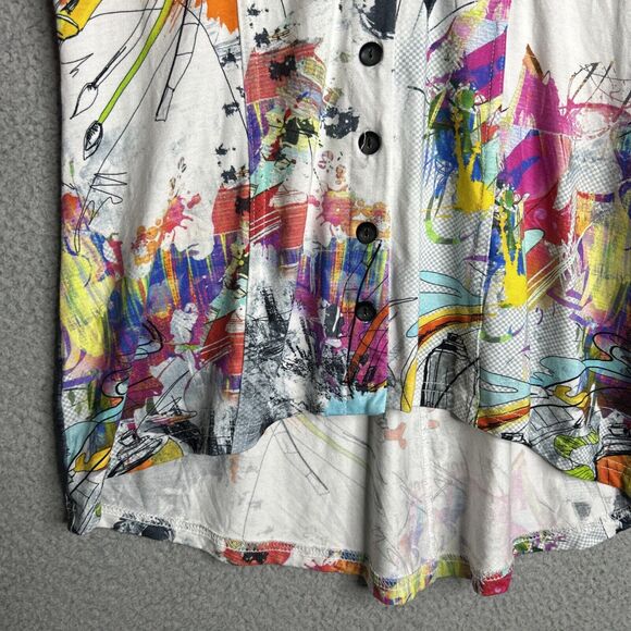 SNOSKINS Button Top Womens Small Colorful Artsy Graffiti Abstract Fun Casual - Picture 5 of 12